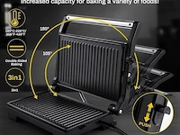 Kontakt grill/bakplaat -vleesgril bakplaat zwart - afbeelding 5 van  8