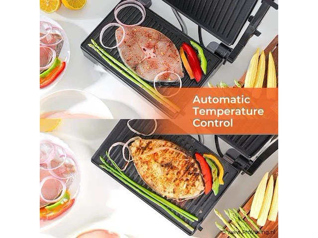 Kontakt grill/bakplaat -vleesgril bakplaat zwart - afbeelding 8 van  8