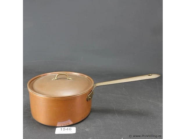 Koperen steelpan met deksel - afbeelding 1 van  5