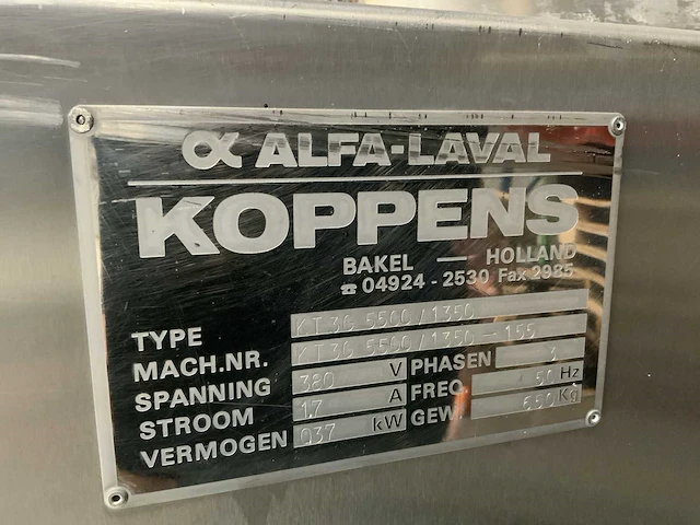 Koppens alfa laval koelband 3-laags verrijdbaar - afbeelding 8 van  8