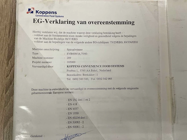 Koppens svr600/14,75/60 spiraalvriezer - afbeelding 14 van  23