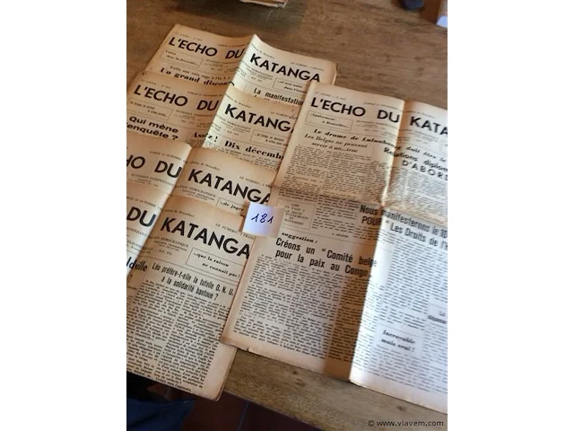 Kranten l'echo du katanga 1961 5stuks - afbeelding 1 van  2