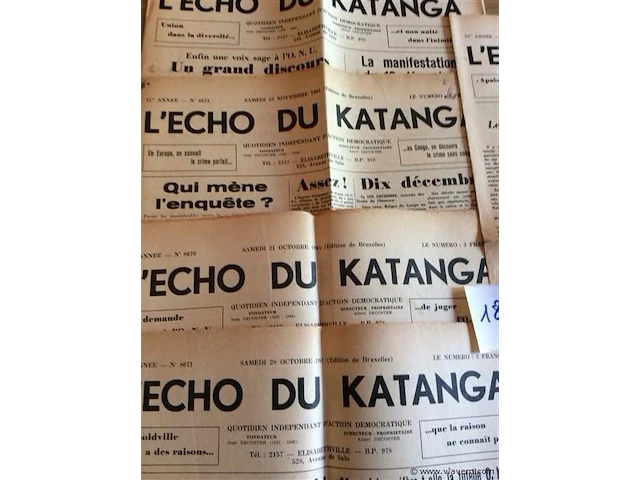 Kranten l'echo du katanga 1961 5stuks - afbeelding 2 van  2