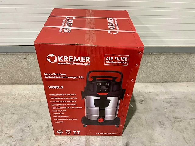 Kremer - 2025 - 65 liter rood - industriële stofzuiger - afbeelding 9 van  9
