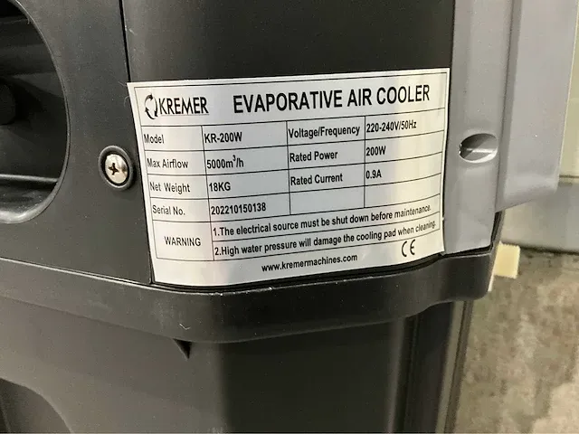 Kremer kr200w kr200w mobiele luchtkoeler - afbeelding 10 van  11