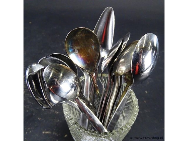 Kristallen beker met lepeltjes - afbeelding 2 van  3