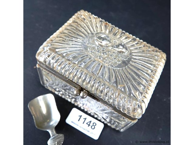 Kristallen suikerpot met schep met montuur - afbeelding 3 van  5