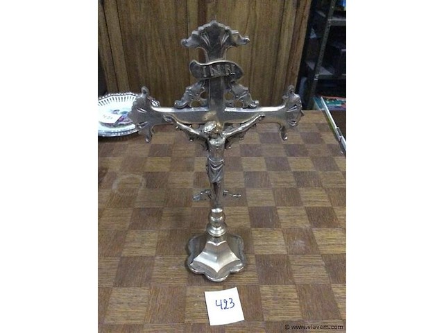 Kruisbeeld massief koper - afbeelding 1 van  2