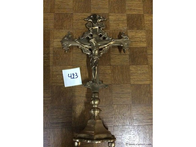 Kruisbeeld massief koper - afbeelding 2 van  2