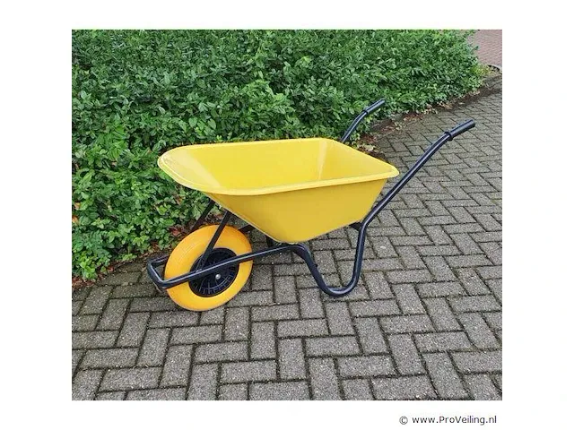 Kruiwagen kunststof gele bak 85 liter hq anti-lek - afbeelding 1 van  4