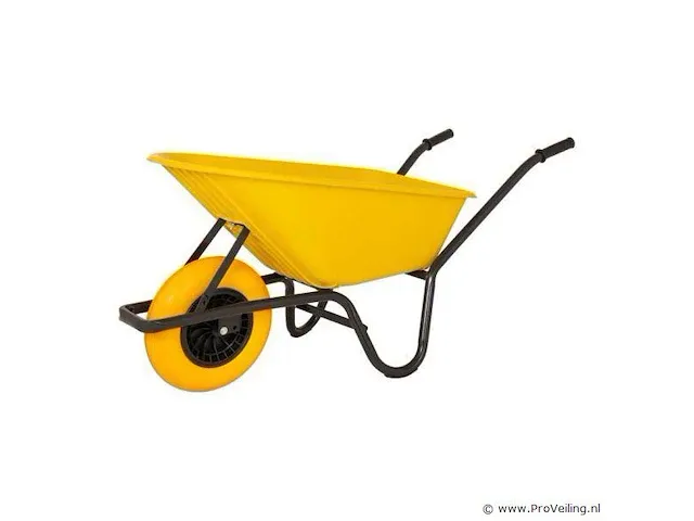 Kruiwagen kunststof gele bak 85 liter hq anti-lek - afbeelding 2 van  4