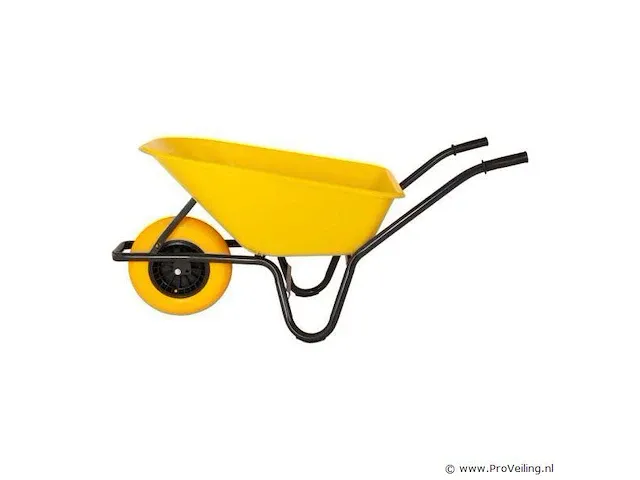 Kruiwagen kunststof gele bak 85 liter hq anti-lek - afbeelding 3 van  4