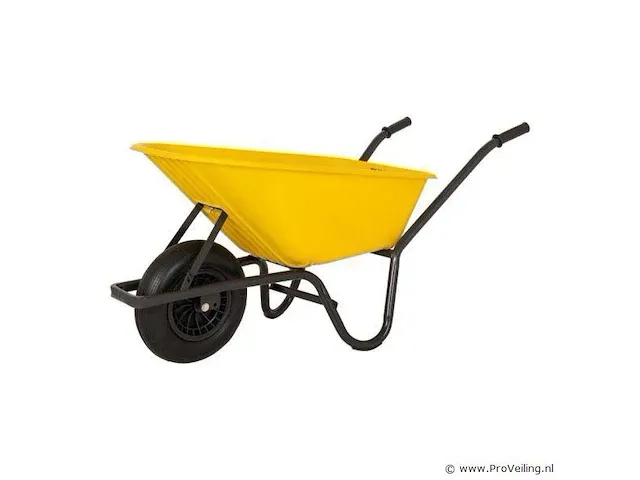 Kruiwagen kunststof gele bak 85 liter hq - afbeelding 2 van  4
