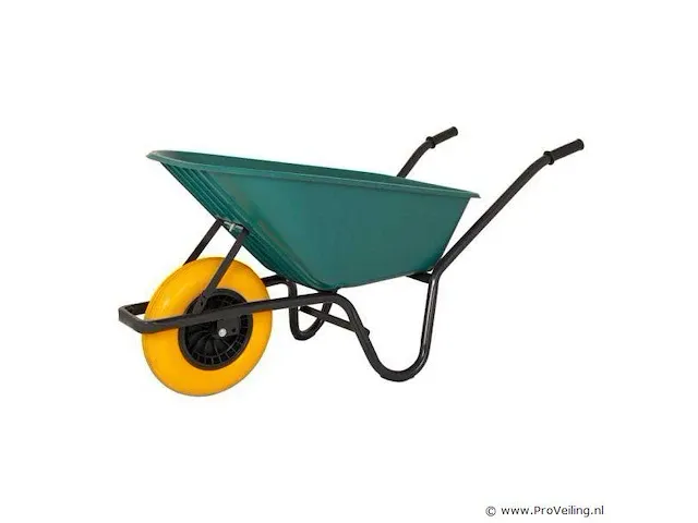 Kruiwagen kunststof groene bak 85 liter hq anti-lek - afbeelding 2 van  2