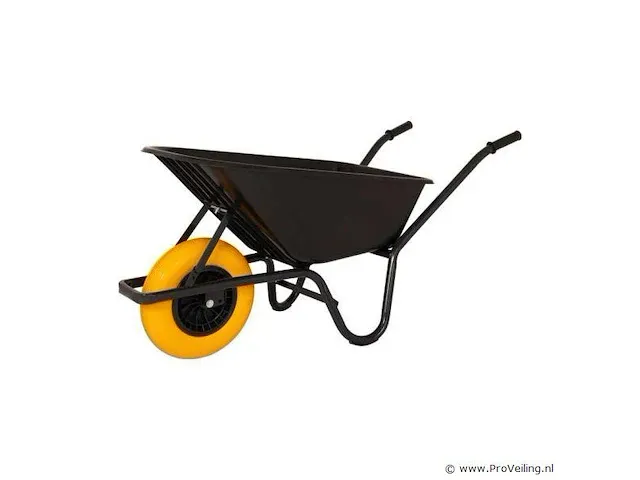 Kruiwagen kunststof zwarte bak 80 liter hq anti-lek - afbeelding 2 van  4