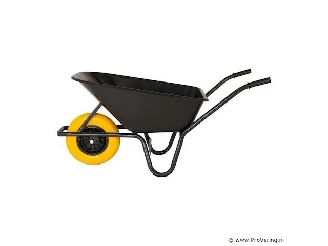 Kruiwagen kunststof zwarte bak 80 liter hq anti-lek - afbeelding 3 van  4
