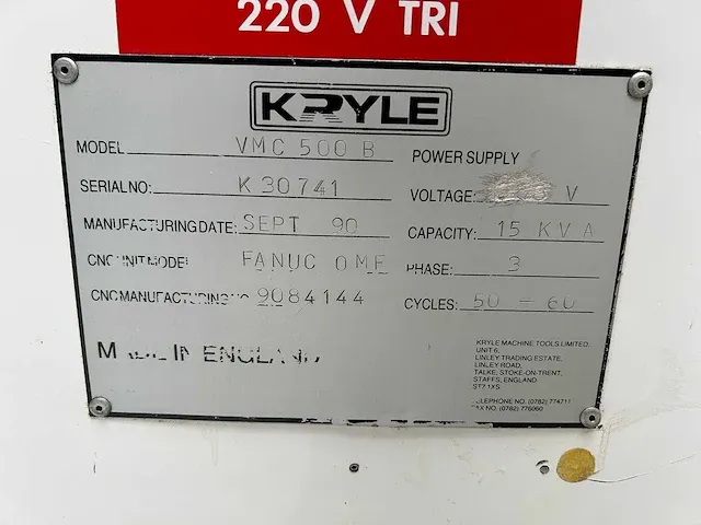 Kryle - vmc 500 b - cnc freesmachine - 1990 - afbeelding 16 van  17