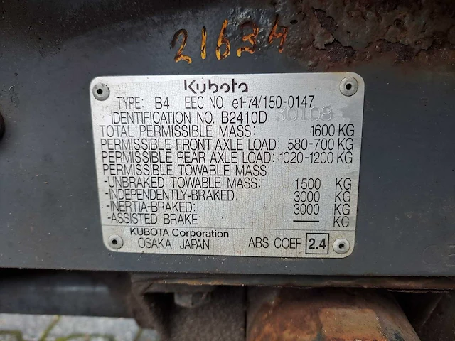 Kubota - b2410 - minitractor incl. aanhanger - afbeelding 7 van  17