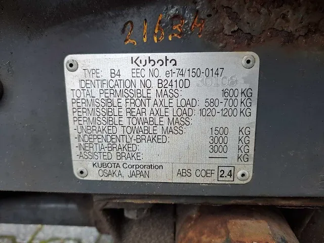 Kubota b2410 tractor - afbeelding 8 van  17