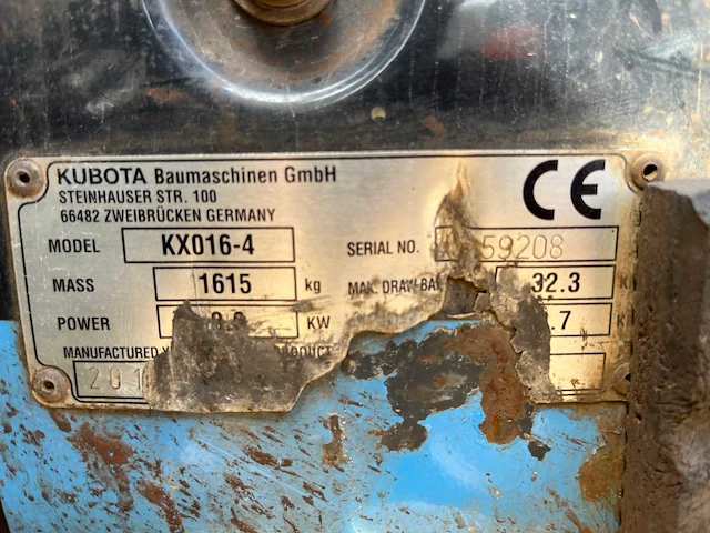 Kubota kx016-4 minigraafmachine - afbeelding 17 van  17