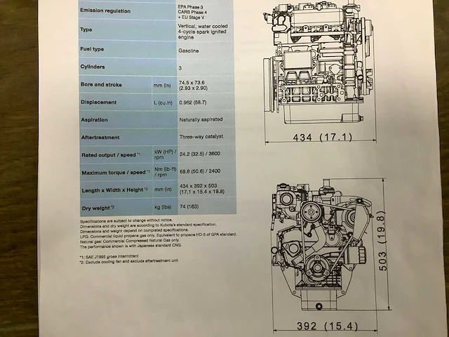 Kubota wg972-g-ef01 3 cilinder motorblok (4x) - afbeelding 21 van  26
