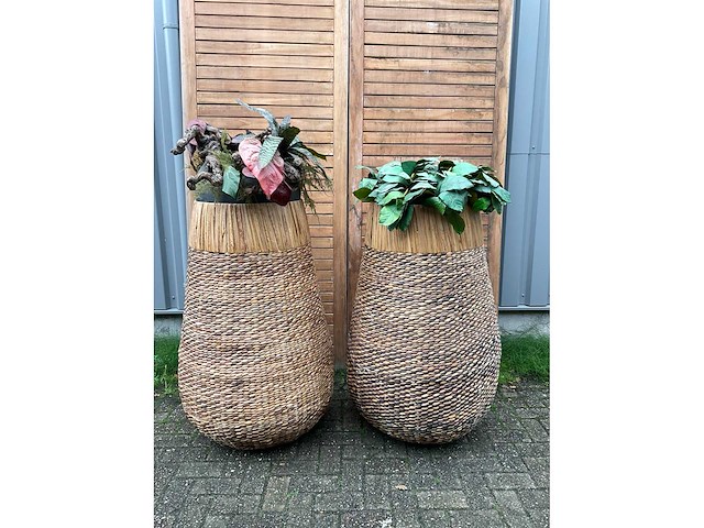 Kunst plant in hoge pot (2x) - afbeelding 2 van  5