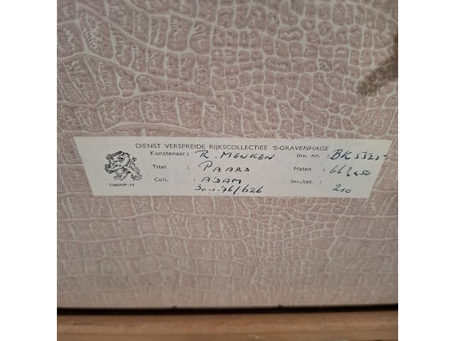 Kunst schilderijen beelden, r. menken, paard 3/6, 1975 - afbeelding 7 van  7