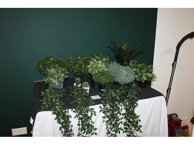 Kunstplantjes op tafel. - afbeelding 1 van  2