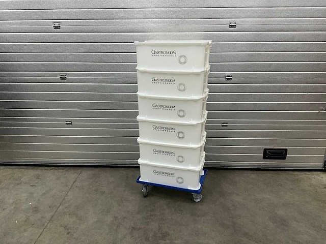Kunststof bakken op trolley (6x) - afbeelding 1 van  6