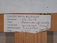 Kunstwerk, gemengde techniek, maya wildevuur, bloemen op vaas, 2014 - afbeelding 10 van  10