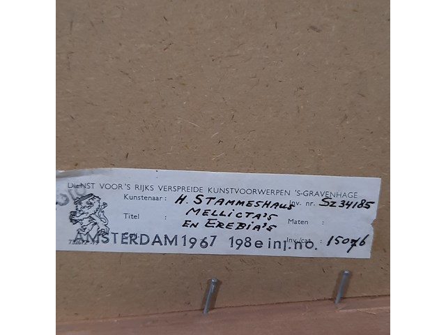 Kunstwerk, h. stammeshaus, mellicta's en erebi's - 4/25, 1967 - afbeelding 9 van  9