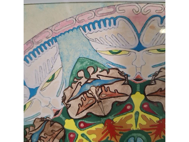 Kunstwerk in lijst, w. de boer, mandala 4 - afbeelding 2 van  7