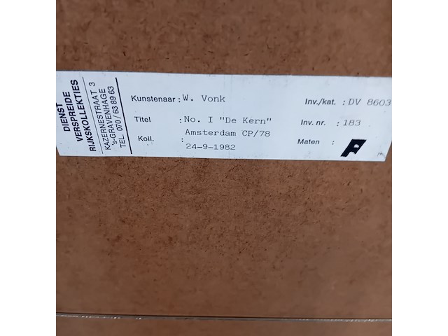 Kunstwerk lijst, w. vonk, 1 "de kern", 1982 - afbeelding 7 van  7