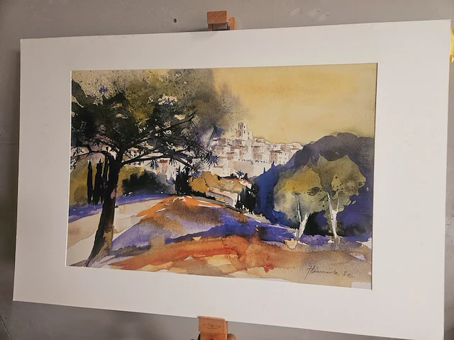 Kunstwerk van kunstenaar j. hammerle - ''meditteranean village'' - afbeelding 1 van  4