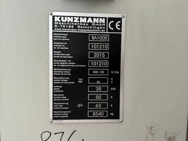 Kunzmann ba 1000 vmc with itnc530 - afbeelding 14 van  26