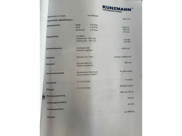 Kunzmann ba 1000 vmc with itnc530 - afbeelding 15 van  26