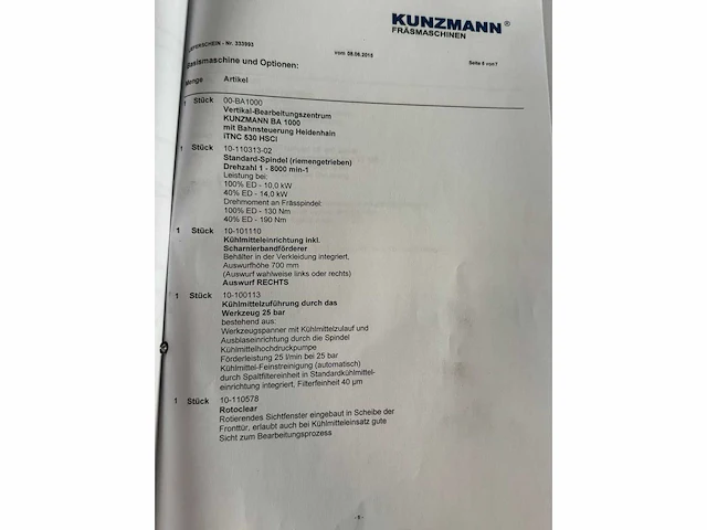 Kunzmann ba 1000 vmc with itnc530 - afbeelding 16 van  26