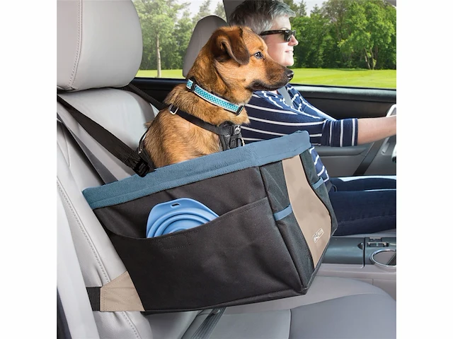 Kurgo rover booster seat verhoogde autostoel met eenvoudige bevestiging voor kleine honden tot 13kg zwart/blauw - afbeelding 4 van  4