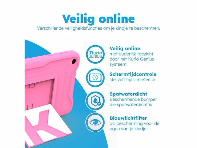 Kurio tab premium kindertablet 7 inch 32gb veilige tablet ouderlijk toezicht roze - afbeelding 4 van  4