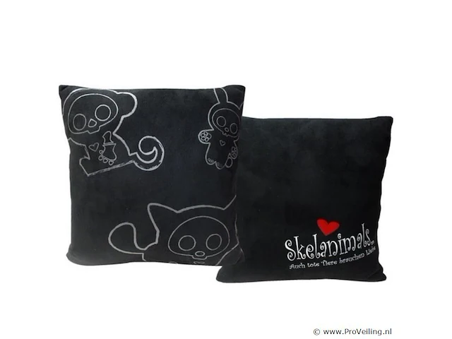 Kussen skelanimals zwart 40 x 40 cm - afbeelding 2 van  2