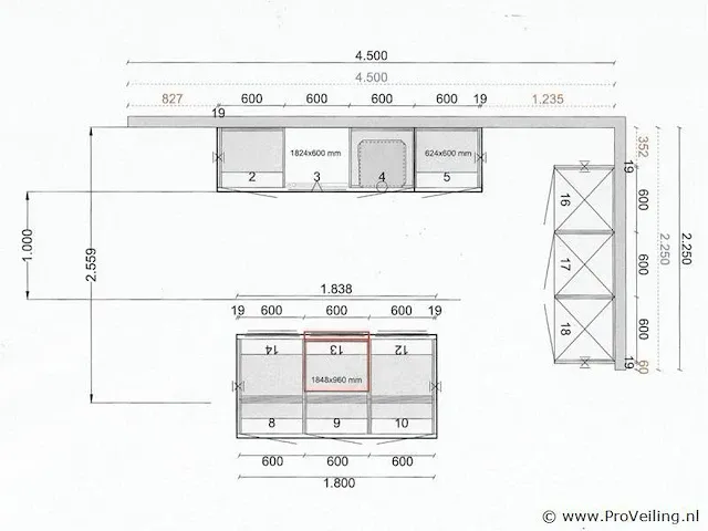 Kvik eilandkeuken - 180x96cm / apparatenwand ca. 184x220cm - afbeelding 35 van  40