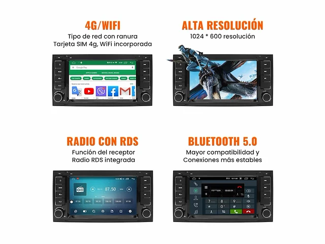 Kymmtun android 12 autoradio voor volkswagen 4g + wifi, gps, usb, bluetooth - afbeelding 4 van  4