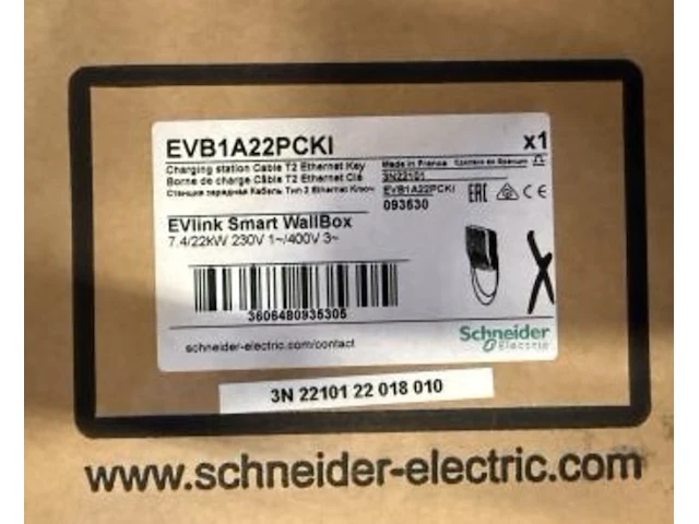 Laadpaal evlink wallbox 22 kw 3-fase 16a schneider, evb1a22pcki - afbeelding 3 van  3