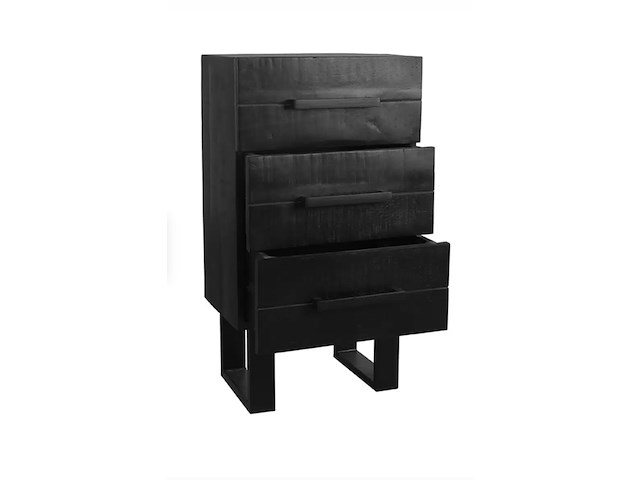 Ladenkastje, zwart mangohout, zwart metalen onderstel - afbeelding 2 van  5