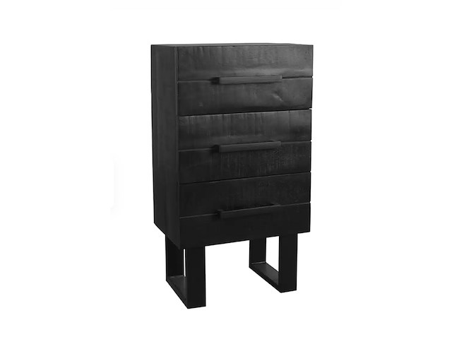 Ladenkastje, zwart mangohout, zwart metalen onderstel - afbeelding 1 van  5