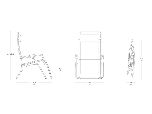 Lafuma rsxa clip model 2025 relaxstoel verstelbaar inklapbaar zero gravity graphite - afbeelding 3 van  5