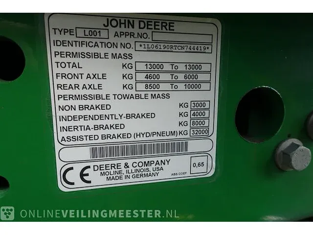 Landbouw tractor john deere, 6190r aq, bouwjaar 2013 - afbeelding 39 van  44