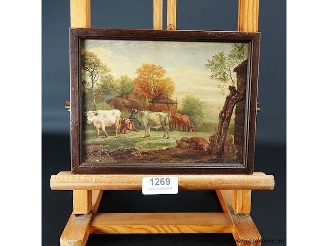 Landelijk tafereel in houten lijst - afbeelding 1 van  5