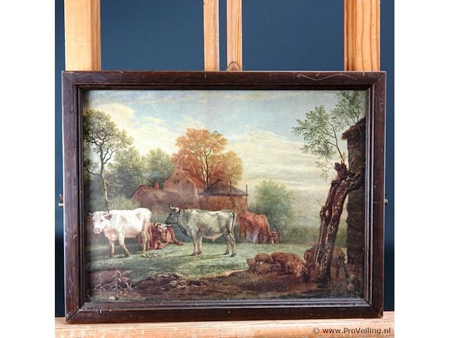 Landelijk tafereel in houten lijst - afbeelding 2 van  5