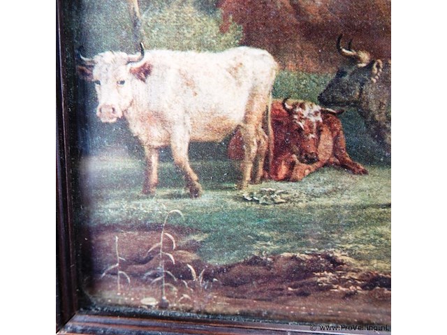 Landelijk tafereel in houten lijst - afbeelding 4 van  5